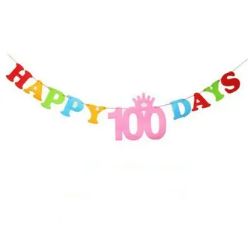 1 Conjunto De Feliz Aniversário De 100 Dias Alfabeto Papel De Sinalizadores De Letra Banners Para Crianças De Aniversário, Chá De Bebê Decoração Do Partido 2