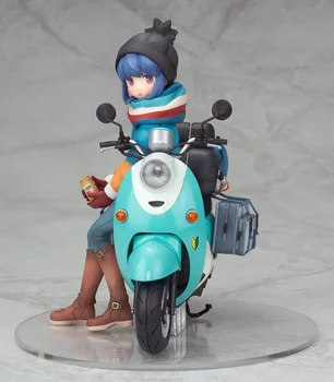 100% Original:Anime Yuru Acampamento Shima Rin motocicleta 15cm de PVC Figura de Ação do Anime Figura de Modelo de Brinquedos Figura Coleção Boneca de Presente