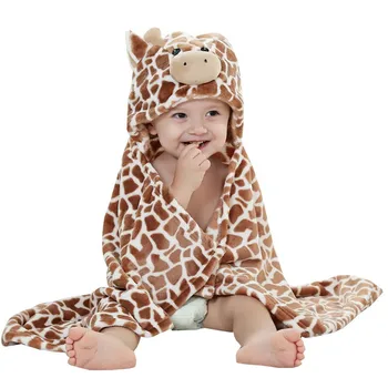 100cm Bonito em Forma de Bebê com Capuz Roupão de banho Macio Bebê Recém-nascido Toalha Girafa Toalha, Cobertor de Bebê, Toalha de Banho dos desenhos animados Padrão de Toalha 3