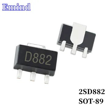 100Pcs 2SD882 Transistor SMD Pegada SOT-89 Serigrafia D882 Tipo NPN 30V/3A Bipolar Amplificador de Transistor