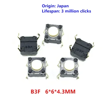 100Pcs original B3F luz, interruptor do toque de botão de pressão tátil para Logitech G300 G402 G600 G602 M215 M210 M325 M557 6*6*4.3 mm 0