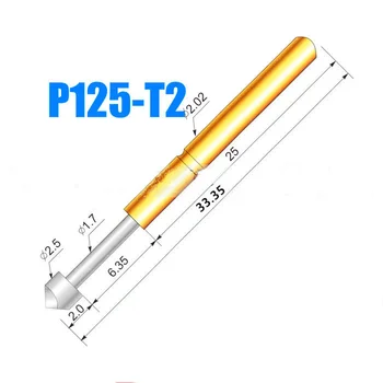 100PCS P125-T2 Diamond Head Primavera da Sonda de Teste de Diâmetro 2.02 mm de Comprimento da Agulha 33.35 mm Para a Placa de Circuito de Teste