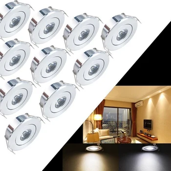 10pcs 1W DIODO emissor de luz Recessed Pequeno Gabinete Mini Spot Lâmpada de Iluminação do Teto Kit de Fixação