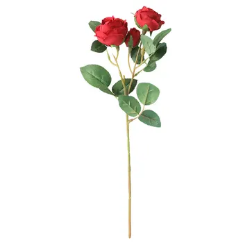 10Pcs Simulação 3 Cabeças Rose Bud Buquê de Flores Artificiais para Casamento de Flor de Parede, plano de Fundo, Decoração do Falso Coroa de flores Rosa 4