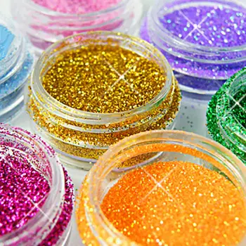 12 Cores Misturadas Decoração da Arte do Prego Pó de Glitter Conjunto de UV Gel Acrílico Dicas