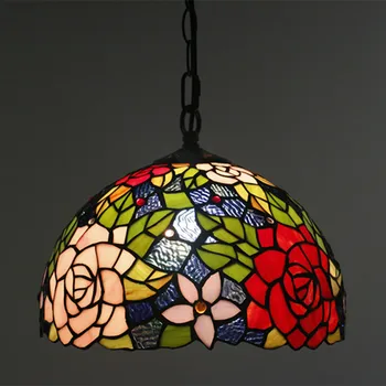 12 Polegadas Europeia Retro Tiffany Barra De Luminária Criativa Americana Vitrais De Luz Para A Sala De Jantar De Decoração Floral Lâmpadas