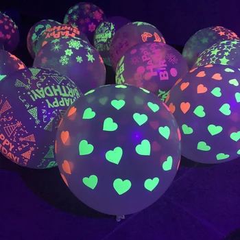 12inch Balão Fluorescente que brilha No Escuro Neon UV Brilho do Amor do Coração de Látex Balão Para Casamento de Dia dos Namorados da Decoração do Partido