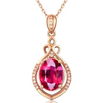 14k ouro rose cor vermelho-rubi de cristal pendente colares para as mulheres de vermelho pedra preciosa zircão diamantes, jóias bijoux gargantilha corrente bijoux 0
