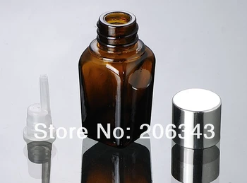 15ml marrom praça óleo essencial de garrafa de alumínio de prata tampa vedante de plástico conta-gotas ,frasco de vidro para cosméticos embalagem