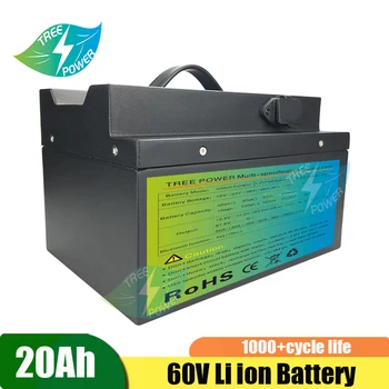 18650 baterias recarregáveis 60v 20Ah para motor de bicicleta e de carro li ion solar de armazenamento, bateria de lítio com carregador 2