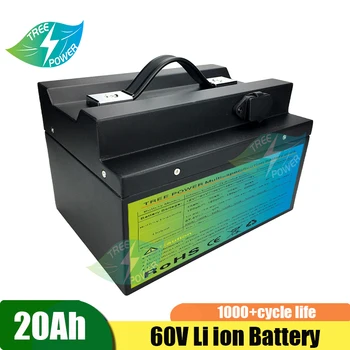 18650 baterias recarregáveis 60v 20Ah para motor de bicicleta e de carro li ion solar de armazenamento, bateria de lítio com carregador 3