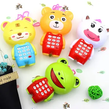 1pc Cartoon Telefone Celular Precoce de ensino Aprendizagem Com o aparelho de Música de Crianças Brinquedo Eletrônico Engraçado Mini Celular de Presente do Bebê