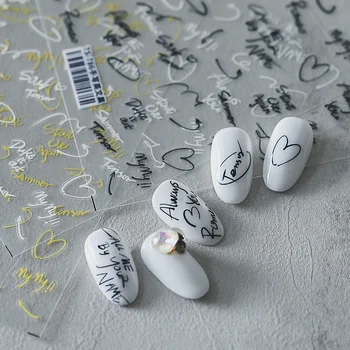 1pc do Amor do Coração de Design 3D Prego Letra em inglês Adesivos Rosto de Transferência de Barras do Dia dos Namorados Decoração da Arte do Prego para Dicas