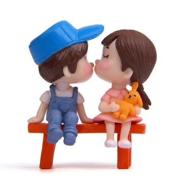 1set Sweety os Amantes do Par de Cadeira de Figuras Miniaturas de Fada, Gnomo de Jardim de Musgo Presente do Dia dos Namorados Artesanato de Resina a Decoração Home 2