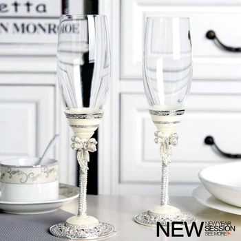 2 Pcs / Set Crystal Champagne Vidro De Esmalte Cálice Amantes Copos De Casamento DrinkingGlasses Para A Decoração Do Partido Caixa De Presente 2
