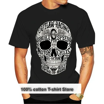 2018 Nova Mens T-Shirts HI-OCTANE Crânio T-Shirt Uomo S-2XL MOTOCICLISTA Rock Metal BANDIDO MOTORINO CAFÉ RACER Impressão de Pescoço Redonda Homem