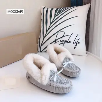 2019 Chinês marca de sapatos femininos, lã natural, de alta qualidade laço de mulheres pão botas de neve, de 3 cores, entrega grátis 3