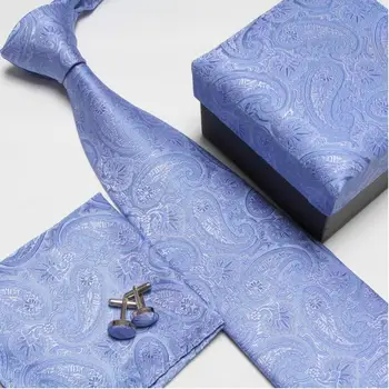 2019 dos homens de moda de alta qualidade laço de pescoço conjunto de gravatas botão de punho de lenços de seda, laços, ligações de punho lenço de bolso 0
