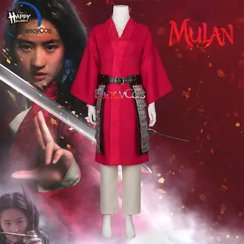 2020 Filme Hua Mu-lan Mulheres Vestidos de Princesa Mu lan Vermelho Vestido de Cosplay Vestido Fa Mu Lan Traje Chinês antigo estilo Terno de Roupa