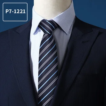 2020 Marca Nova Moda dos Homens de Alta Qualidade 7CM Listrado Azul Zíper Gravata de Negócios Trabalho Formal Terno Gravata para os Homens, com Caixa de Presente 2