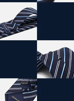 2020 Marca Nova Moda dos Homens de Alta Qualidade 7CM Listrado Azul Zíper Gravata de Negócios Trabalho Formal Terno Gravata para os Homens, com Caixa de Presente 4