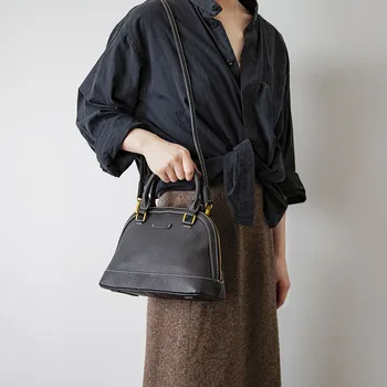 2020 novas artesanais de couro feminino bag duplo mini pequeno shell bolsa bolsa messenger bag primeira camada de couro de saco pequeno 1
