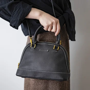 2020 novas artesanais de couro feminino bag duplo mini pequeno shell bolsa bolsa messenger bag primeira camada de couro de saco pequeno 2