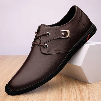 2021 dos Homens Novos Sapatos sociais de Couro Genuíno Business Casual Clássico Marrom E Preto Lace Sapato de Homem Office derby Sapatos Para homens