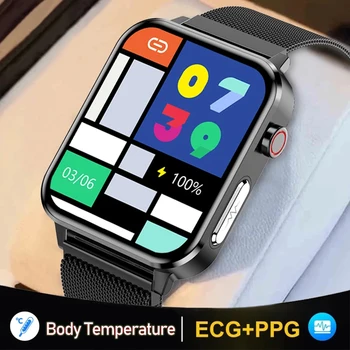2022 Esporte Smart Relógios de Homens Com a Temperatura do Corpo ECG frequência Cardíaca Pressão Arterial Monitor de Saúde Smartwatch Mulheres Para Android ios