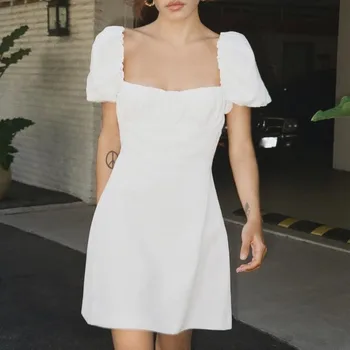  2022 Moda Vestido de Verão Nova Primavera primavera mulher de branco bordado vestido solto 