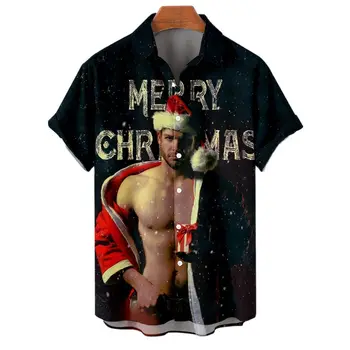 2022 Natal masculina de Manga Curta, Camisetas 3d Muscular Homem de Camisa de Impressão para Homens Sexy Cosplay Festa de Roupas de Streetwear Tops Blusa Nova