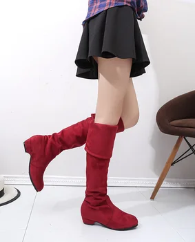 2022 Outono Inverno Mulheres Botas Meados de Bezerro Botas de Marca de Moda Feminina Esticar o Tecido de Algodão Slip-on Botas de Televisão Sapatos de Mulher 2