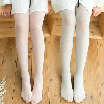 2022 Verão Filhos de meia-Calça de Menina Bonito Borboleta Fina de Malha Respirável Branco Collants Crianças Meninas do Anti-mosquito da Dança Meias