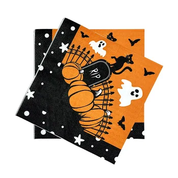 20PCS de Halloween Fantasma de Abóbora Vintage Guardanapos Sortidas Lotes de Materiais Para Decoupage Arranjos de Mobiliário Impresso Férias de Papel 4