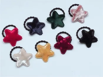 24pcs de Moda Bonito Veludo Estrelas de Cabelo Laços Sólidos de Pequenas Estrelas, Elástico de Cabelo Mãos de Princesa Headwear Acessórios de Cabelo de Meninas