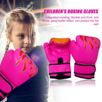 2pcs de Luvas de Boxe Kids Respirável Muay Thai Sparring de Perfuração de Karatê Kickboxing Profissional Chama de Formação de Luvas de Combate 0