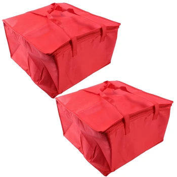 2X Dobrável Grande Saco de Comida Bolo Isolados Saco de Folha de Caixa Térmica Impermeável Gelo Pack Caixa de Almoço de Entrega de Saco Vermelho