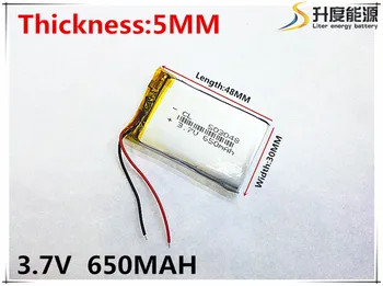 3.7 V bateria 650mAh 503048 de Polímero de Lítio Li-Po li Bateria Recarregável de íon de células Para Mp3 MP4 MP5 em seu GPS 1