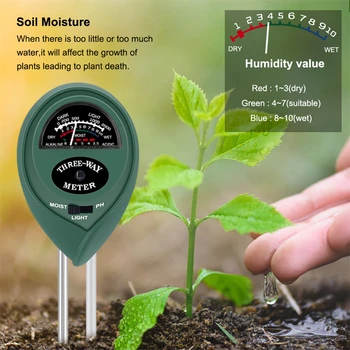 3-Em-1 Medidor de Umidade de Solo de PH de Testador De Terra, Plantas, Flores Acidez de Medição de Umidade Jardim Ferramenta Determinante do Solo Kit de Teste de