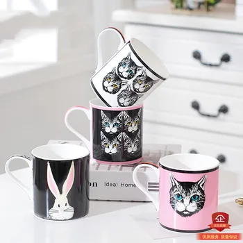 300ml Criativo cor-de-Rosa Gato Copos de Café de porcelana de Ossos Caneca e o Copo de Cerâmica Chá da Tarde Xícara (chá) De Água Frete Grátis 1