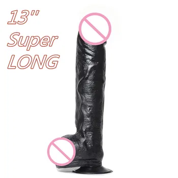33*6.5 cm Pênis Grande Brinquedos Sexuais Gigante Enorme Vibrador Super Pau Grande Com ventosa, Anal Plug anal Para Mulher