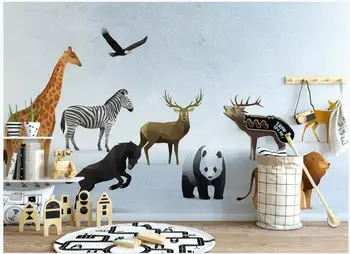 3d papel de parede personalizado com foto Simples de desenho animado geométricas animal sala de crianças a decoração home 3d murais de parede papel de parede para parede 3 d 0