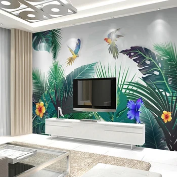 3D personalizado Mural de Parede papel de Parede Medieval Floresta Tropical Colorido Papagaio de Pintura, Sala de estar, Quarto, Casa, Decoração Papel De Parede 2
