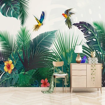3D personalizado Mural de Parede papel de Parede Medieval Floresta Tropical Colorido Papagaio de Pintura, Sala de estar, Quarto, Casa, Decoração Papel De Parede 4