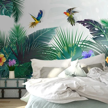 3D personalizado Mural de Parede papel de Parede Medieval Floresta Tropical Colorido Papagaio de Pintura, Sala de estar, Quarto, Casa, Decoração Papel De Parede 5