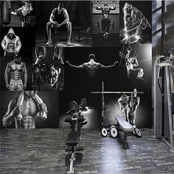 3D Sexy Esportista Beleza Esportes Foto de papel de Parede Clube de Fitness Ginásio Industrial Decoração de Fundo do Papel de Parede Murais revestimento de Parede