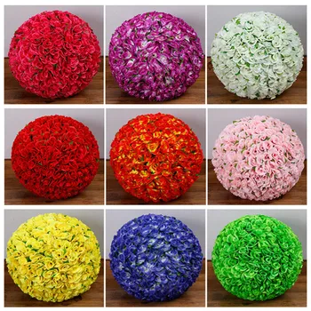 40 cm Elegante Artificial Decorativa de Flores de Seda Rosa Beijando Bola DIY de Artesanato Enfeite Para Festa de Casamento, Decoração de Suprimentos