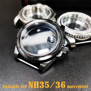 40mm caso NH35 NH36 caso dos homens de aço inoxidável relógios caso de peças se encaixam nh35 nh36 movimento 28,5 mm dial 01