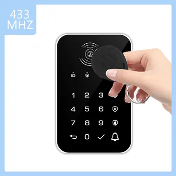433MHZ sem Fio Smart Touch Teclado Bloqueio de Cartão RFID Para Desbloquear o Alarme da Segurança Home Host Braços Desarma Ev1527 Codificação Preto