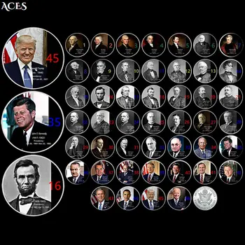 46pcs EUA Presidentes Moeda de Prata de 1789-2022years Todos Os Presidentes dos EUA Moedas Colecionáveis Águia da Liberdade Medalha Em Cápsula